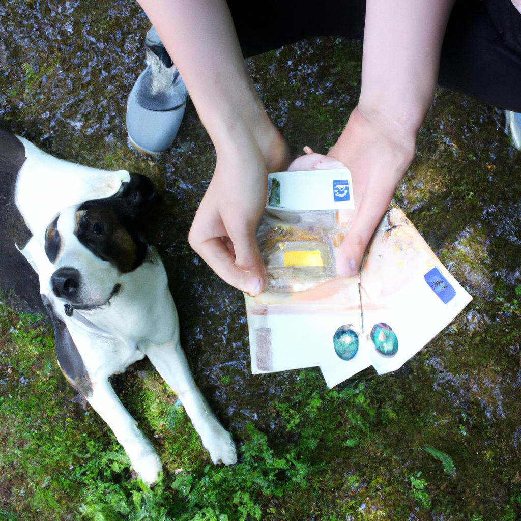 Person holding money and dog